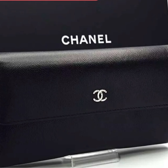 CHANEL Handbags - CHANEL Matelasse Coco Mark Long Wallet Caviar Skin Black